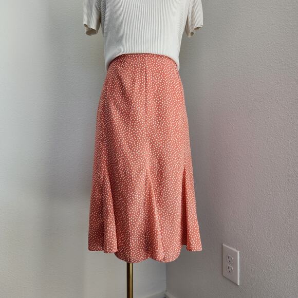 Vintage Orange Mottled Polka Dot High Waisted Fit and Flare Skirt 10 - Picture 2 of 9